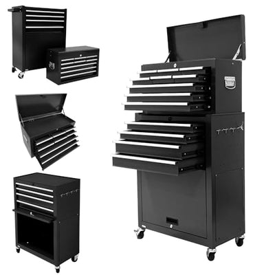 Kirmosal 13-Drawer Tool Chest with Wheels,2 in 1 Detachable Rolling Tool Chests with Drawers,Large Tool Box with Lock,Mobile Steel Tool Cabinet