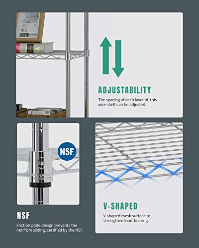 FDW 18x48x82 inch Wire Shelving Unit with Wheels Steel 6 Tier Heavy Duty Layer Rack Storage Metal Shelf Garage Organizer Wire Rack Shelving - WoodArtSupply