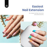 Beetles Gel Nail Kit Easy Nail Extension Set With 500Pcs Medium Coffin Shaped Tips 5 in 1 Nail Glue Base Gel and Innovative Led Lamp Easy Funny Diy beetles Gel Polish