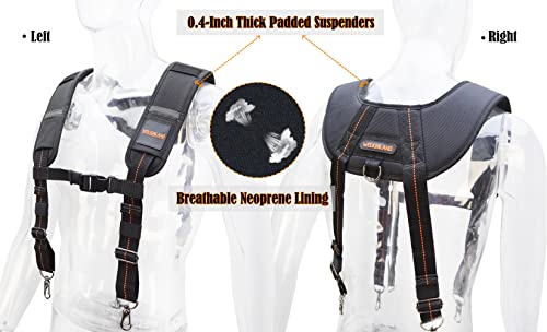 39Pockets Tool belts for men with suspenders, 4" Padded toolbelt, Tool belt with suspenders, Tool belt, Tool belt suspenders, Carpenter tool pouch, WELKINLAND