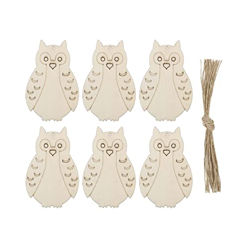 20pcs Owl Shape Wood Cutouts DIY Crafts Owl Bird Unfinished Wooden Tags Ornaments for Wedding Birthday Party Decoration