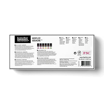 Liquitex Professional Acrylic Gouache Paint, 6 x 59ml (2-oz), Fluorescents Set - WoodArtSupply