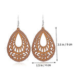 NOLITOY 8 Pairs Wooden Geometric Earrings Boho Earrings Dangle Earrings African Drop Earrings Bohemian Earrings Hollow Wooden Earrings Bohemian Drop NOLITOY