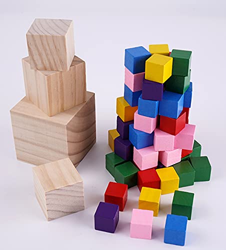 Tosnail 50 Pack 1.5 Inches Unfinished Wooden Cubes Wooden Blocks - Great for Crafts Making Tosnail