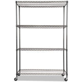 Alera Complete Wire Shelving Unit w/Caster, 48" x 18" x 72", Black Anthracite Alera