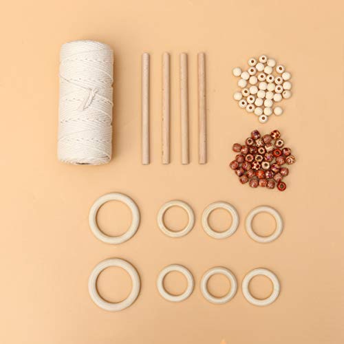 Healifty 1 Set 133PCS Weaving kit Plant Wall Hanger Knitting Supplies Accessories Hanging Tapestry Wood Beads for Macrame Wood Rings for Crafts Healifty