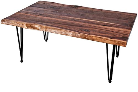 Home Soft Things Living North American Walnut Multi-Plank Unfinished Table, 48" x 28" x 1.5" to 2" with 18" Hairclip Legs Home Soft Things