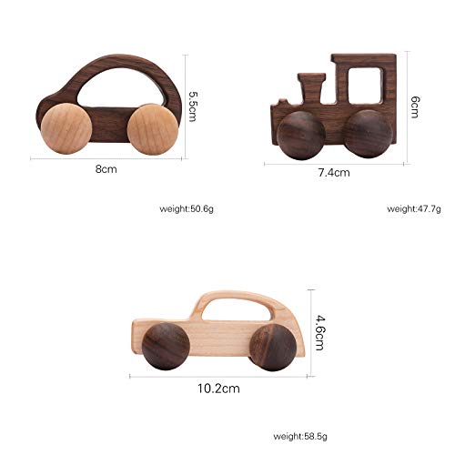 3PCS Wooden Baby Toys,Baby Grasping Toys Push Car Toys Montessori Toys Wooden Toy Vehicles,#2 - WoodArtSupply