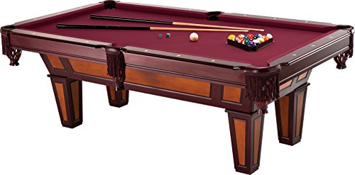 Fat Cat by GLD PRODUCTS Reno 7.5â€™ Pool Table with Dark Cherry Finish and Wine Colored Cloth, Accuslate Billiard Surface for Consistent Straight Fat Cat by GLD Products