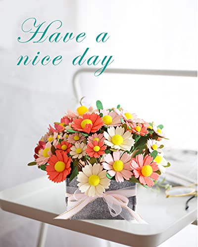 DIY Felt Flower Art Craft Kit,DIY Felt Daisy Bouquet Kit, Floral Gifts,Beginner Craft Kit,Arrange Pre-Cut Felt Flowers and Foliage BAZIMA ALICE