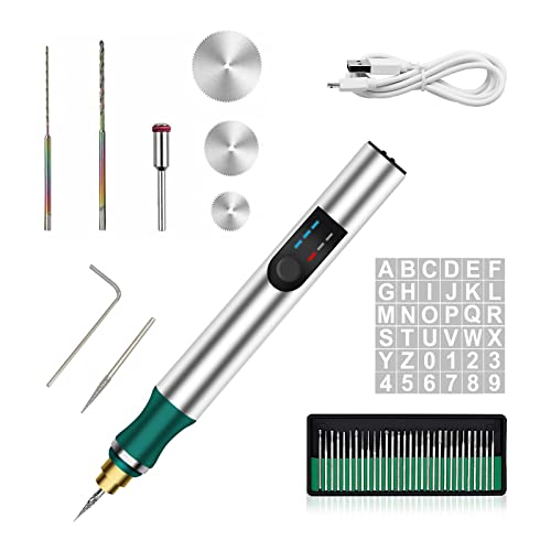 Electric Engraving Pen with 36 Stencils,25W Cordless Etching Engraving Tool with 35bits,USB Rechargeable Mini Micro Professional Engraver Machines - WoodArtSupply