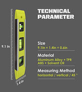 DIFFLIFE Level & Tool Magnetic Aluminum Reinforced Torpedo Level, 9", Green (1PCS) DIFFLIFE