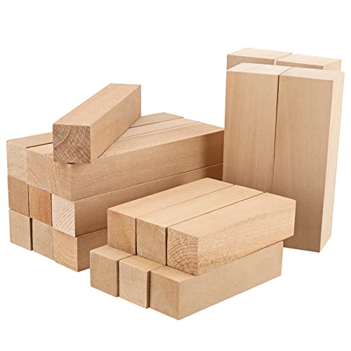 MANCHAP 20 PCS 3 Sizes Basswood Carving Blocks, Soft Solid Unfinished Wood Whittling Blocks, Wood Blocks Set for Carving and Whittling - WoodArtSupply