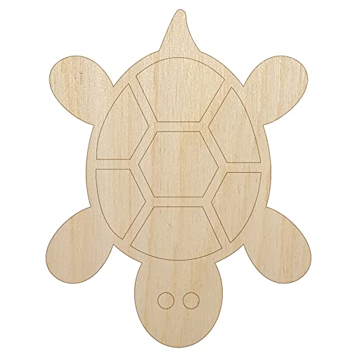 Turtle Top View Unfinished Wood Shape Piece Cutout for DIY Craft Projects - 1/8 Inch Thick - 4.70 Inch Size Sniggle Sloth