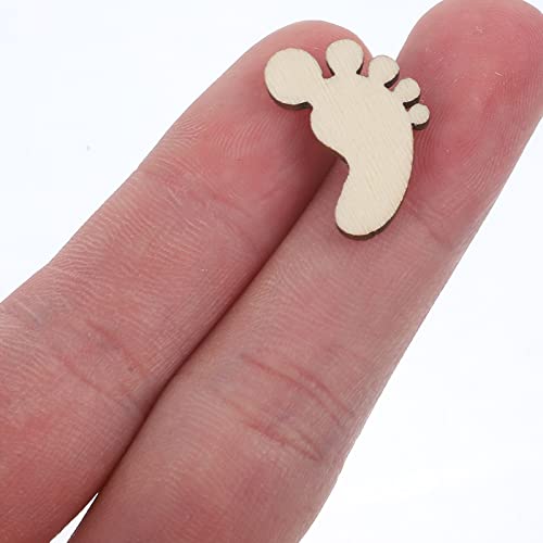 Amosfun 100PCS Foot Shape Wood Slices Christmas Decorations Wooden Cutouts DIY Art Craft Embellishments Ornaments Amosfun
