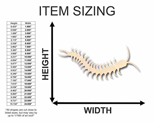 Unfinished Wood Centipede Shape - Insect - Wildlife - Craft - up to 24" DIY 24" / 1/8" 24 Hour Crafts