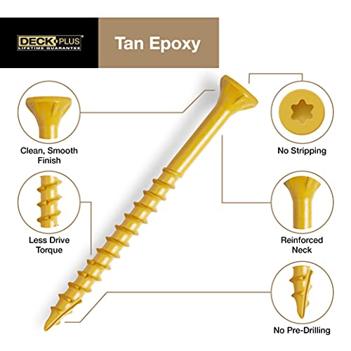 Deck Plus 48412 Wood Screws #8 x 1-5/8", Tan, 5lb Box - WoodArtSupply