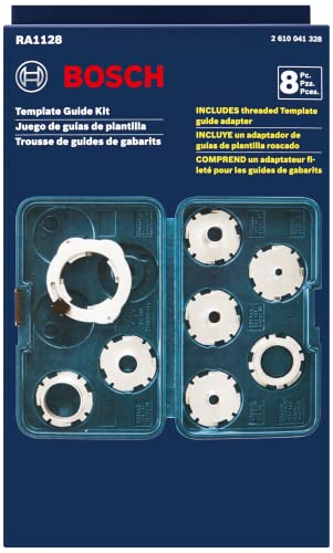 BOSCH RA1128 8-Piece Router Template Guide Assorted Set with Included Storage Case and Threaded Template Guide Adapter - WoodArtSupply