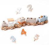 Samonyed Montessori Stacking Toys for Toddlers 1-5 Wooden Train Set for Babies Wood Train Toys Classic Wooden Cars with Numbers and Blocks for Boys Samonyed