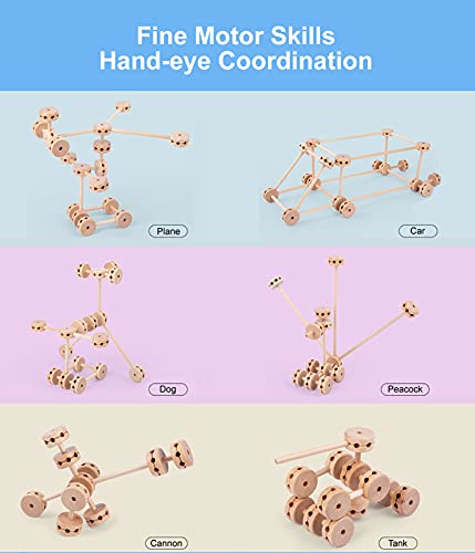 OUJILA Wooden Building Block Toys for Kids Ages 4-8, STEM Preschool Learning Educational Toys for Children, Creative Construction Toys Gift for Boys OUJILA