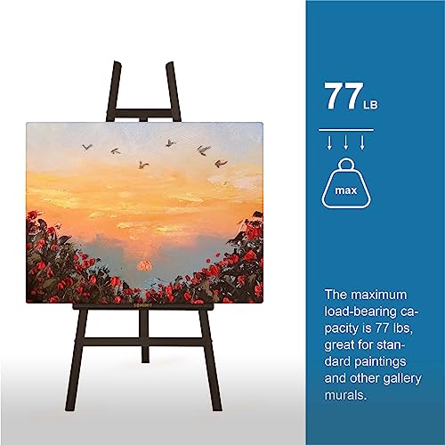 Somime A - Frame Wooden Display Easel - Adjustable Lyre Beechwood Studio Easel Stand Holding Canvas Up to 90", Inclinable Artist Floor Painting Easel Somime