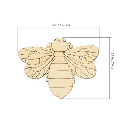 Bee Decor 80 Pcs Unfinished Wooden Cutouts Flower Bee Mushroom Butterfly Blank Wood Slice Blank Wooden Paint Crafts for DIY Crafts Home Decoration