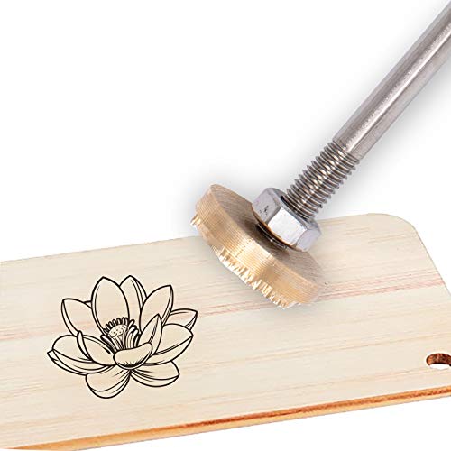 Lotus Pattern Wood Branding Iron with Wooden Handle - 1.2” Stamp for Leather, Wood & BBQ