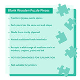 50 Piece Blank Wooden Puzzle Jumbo Size, Each Piece is 4x3.2 Inches to Draw on, Unfinished Freeform Large Jigsaw Puzzle Pieces for Arts & Crafts, MoinKidz