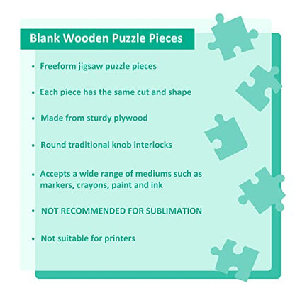 50 Piece Blank Wooden Puzzle Jumbo Size, Each Piece is 4x3.2  Inches to Draw on, Unfinished Freeform Large Jigsaw Puzzle Pieces for Arts  & Crafts, Natural Wood Puzzle Pieces for DIY 