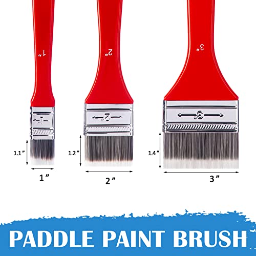 Falling in Art Flat Paddle Paint Brush Set with Long Handle, Large Scale Brush for Oil and Acrylic Paints(1 Inch,2Inch,3Inch) - WoodArtSupply