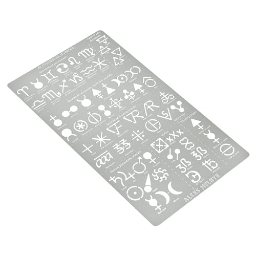 Aleks Melnyk No.398 Metal Stencil, Alchemical Symbols, Small Stencil, 1 PC, Template for Wood Burning, Engraving, Crafting, Scrapbook - WoodArtSupply