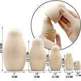 AEVVV Blank Russian Nesting Dolls Set 5 pcs - Unpainted Dolls - Unfinished Nesting Dolls - Russian Nesting Dolls to Paint - Blank Nesting Dolls - DIY AEVVV