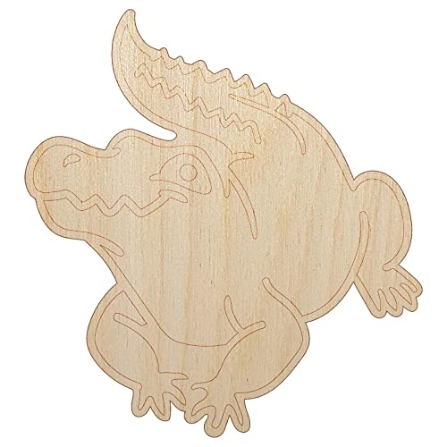 Crocodile Alligator Cute Unfinished Wood Shape Piece Cutout for DIY Craft Projects - 1/4 Inch Thick - 4.70 Inch Size Sniggle Sloth
