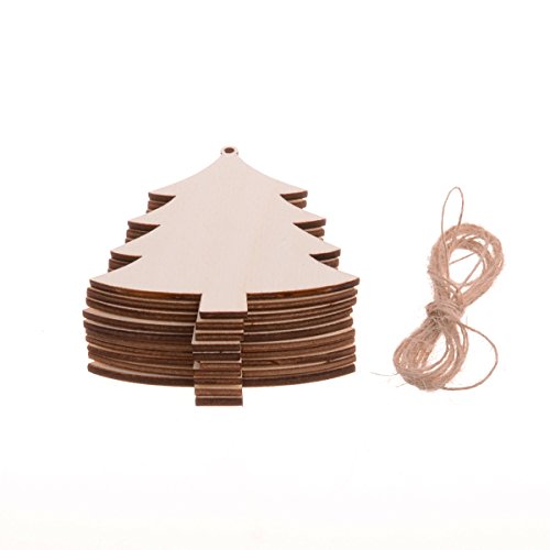 Christmas Wooden Crafts Hanging Ornaments Christmas Tree Decoration Unfinished Wood Cutouts for DIY Blank Slices to Paint (10PCs Christmas Tree - WoodArtSupply