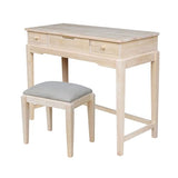 International Concepts, Unfinished Vanity Table with Bench IC International Concepts