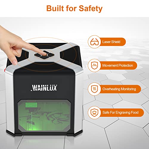 Laser Engraver WAINLUX K6 Pro, 3000mW Laser Engraving Machine, 0.05mm Accuracy, BT Connection Portable Mini Laser Cutter Engraver Tool for Wood Vinyl WAINLUX