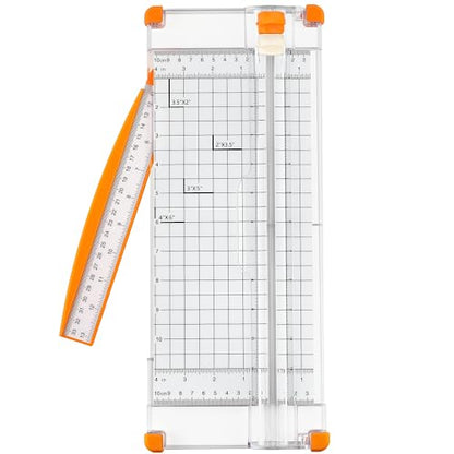CreGear Paper Cutter Portable Paper Trimmer with Scoring Blade 12 Inch Paper Slicer Scrapbooking Tool with Grid Lines and Side Rule, Small Paper Cutter for Cardstock, Craft Paper, Label, Photo