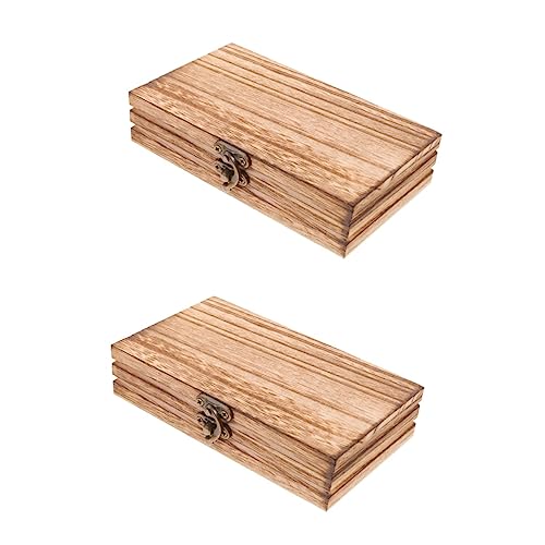 Zerodeko 2pcs Box Storage Box glasses organizer wooden storage case pirate vintage treasure chest vintage decor woodsy decor wood decor glasses case - WoodArtSupply