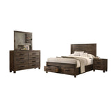 Pemberly Row 4-Piece Eastern King Wood Bedroom Set in Rustic Golden Brown Pemberly Row