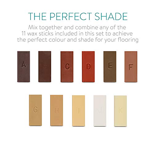 Navaris Wood Floor Repair Kit - Wax Sticks and Melting Tool for Repairing Hardwood Floors, Laminate Flooring, Furniture - Touch Up Scratches Filler Navaris