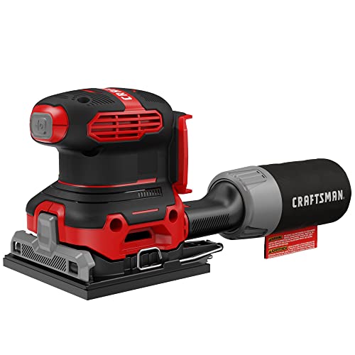 CRAFTSMAN V20 Sander, Cordless, 1/4 Sheet Sander, 9,000-12,000 OPM Bare Tool Only (CMCW222B) - WoodArtSupply