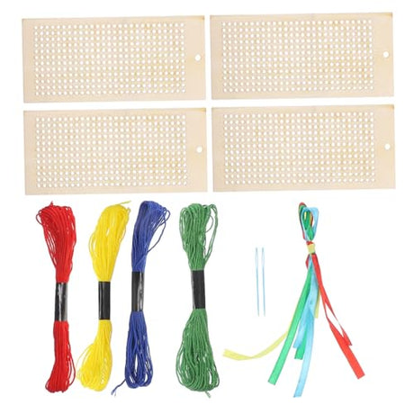 COHEALI 1 Set Cross Stitch Bookmark Cross Stitch Book Label Unfinished Wooden Bookmarks Reading Page Markers Gift Tags Kids Embroidery Kit Student COHEALI