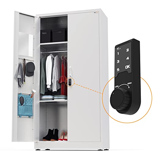 METALTIGER Office Metal Storage Cabinet Wardrobe - Metal Storage Locker with Locking Doors, Adjustable Shelf Height & Position, Removable Hanging