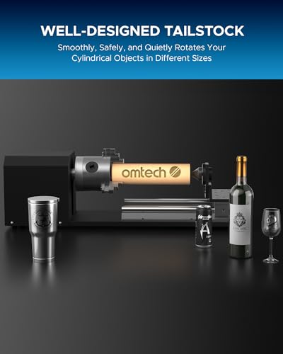 OMTech Rotary Cutter and Engraver Attachment with 3-Jaw Chuck and 2-Phase Stepper Motor for 50W 60W 80W 100W 130W CO2 Laser Engraving Machines Rotary OMTech