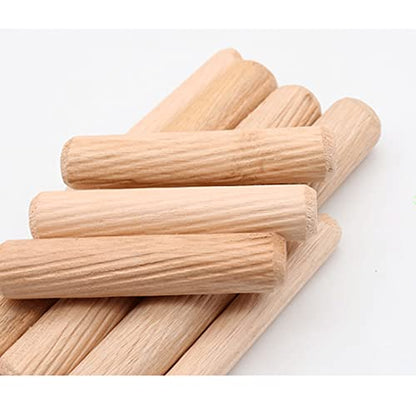 UtySty 100 Pack Wooden Dowel Pins Rods 3/8" x 1 1/2" Set Cabinet Drawer Round Fluted Birch Joinery Ends Pegs Furniture DIY Art Woodworking Door - WoodArtSupply