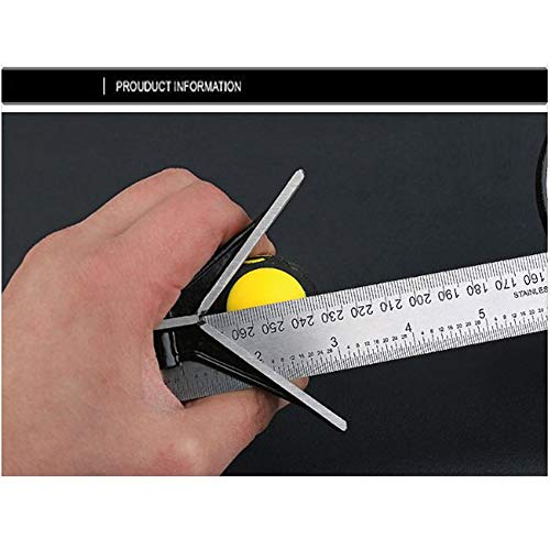 Stainless steel t square ruler Adjustable sliding combination Square Square Ruler & Protractor Level Measure Measuring Set 4-Piece 12" 4R Combination - WoodArtSupply