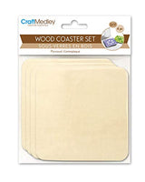Wood Coaster Set - Square Shape - Natural Unpainted DIY Crafts- Set of 4 CraftMedley
