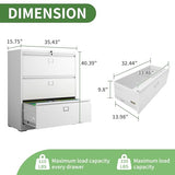 VIYET 4 Drawer Lateral File Cabinet with Lock,3 Drawer Metal Filing Cabinets, Home Office Storage Cabinet for Hanging Files Letter/Legal/F4/A4 VIYET