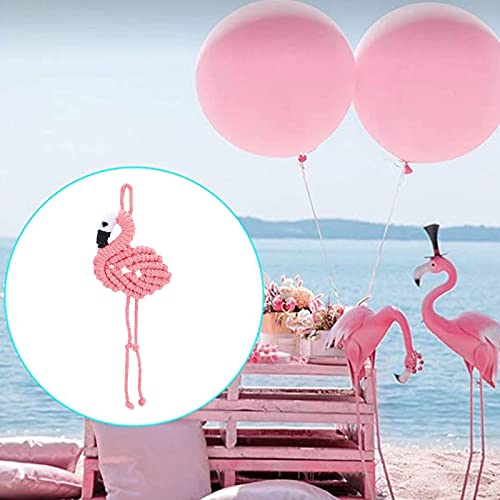 FREEBLOSS 4 Set Macrame Flamingo Ornament Boho Keychain Ornament Macrame Keychain DIY Kit Keychain Bag Charm for Girls Macrame Kit for Adults - WoodArtSupply