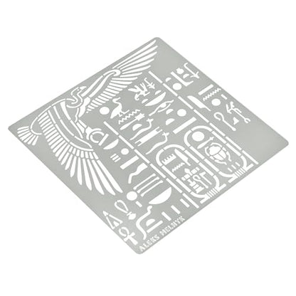 Aleks Melnyk No.449 Metal Stencil, Egyptian Hieroglyphics and God Nekhbet, Small Stencil, 1 PC, Template for Wood Burning, Engraving, Crafting, - WoodArtSupply